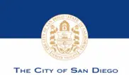 San Diego city seal on blue background.